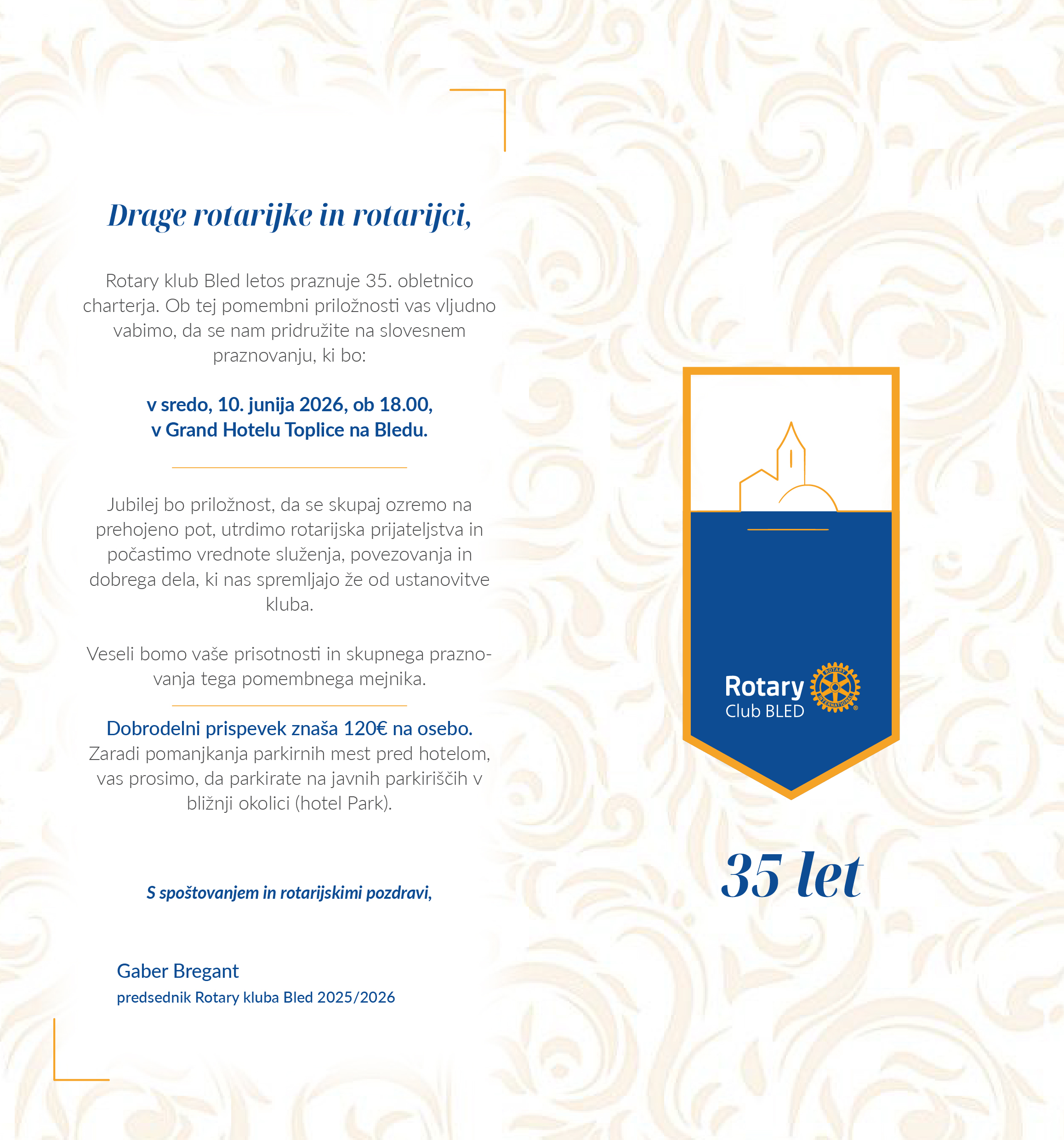 Charter Rotary kluba Bled in 35. obletnica ustanovitve